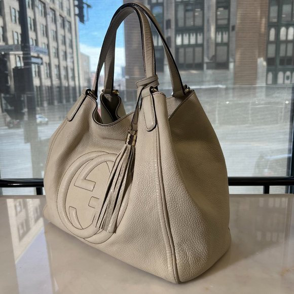 Gucci Pebbled Calfskin Soho Shoulder Bag Off White - Picture 4 of 15